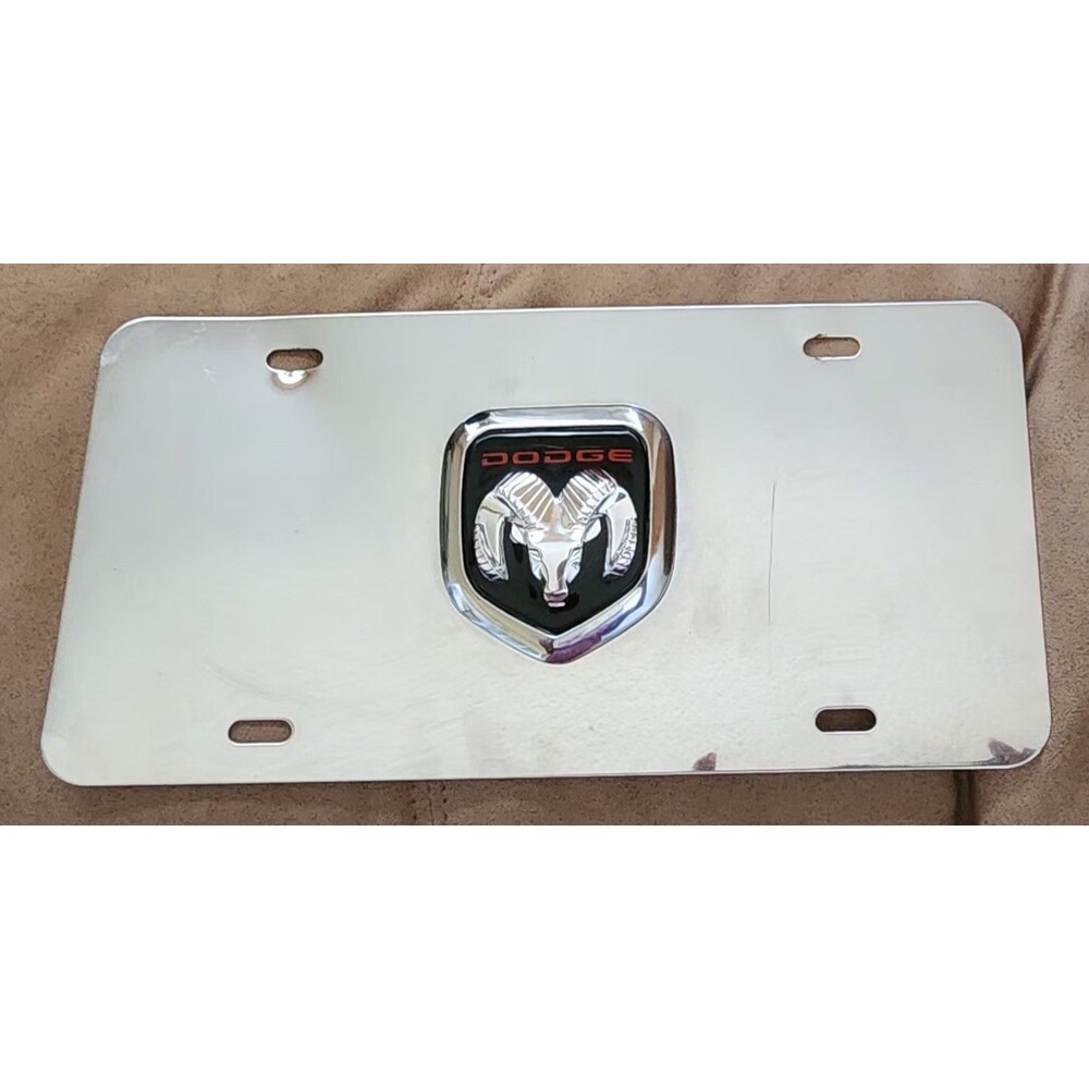 Dodge Ram 3D Emblem License Plate Stainless Steel Used